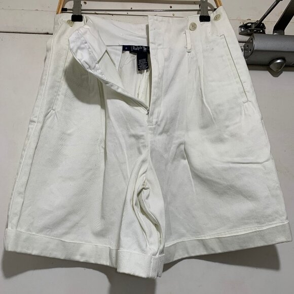 VINTAGE RALPH LAUREN HIGH WAIST SUSPENDER BRACES DENIM SHORTS SIZE 8 - Picture 8 of 10